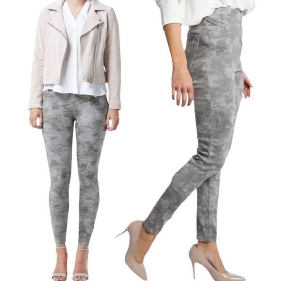 SPANX Stone Wash Gray Camo Ankle Jean-ish Camouflage Leggings Pants Sz XS - Picture 1 of 14